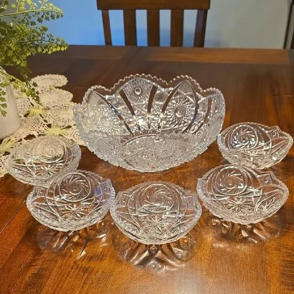 Vintage Imperial Serving Bowl And EAPG Desert Bowls - Picture 5 of 11